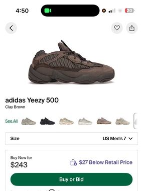 Yeezy 500 Size 7 - Clay Brown
